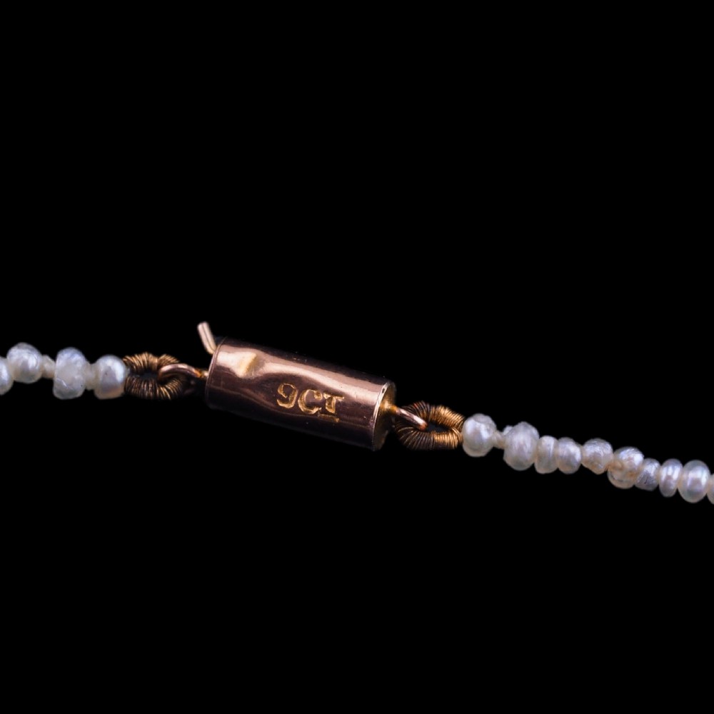 Antique Georgian Natural Seed Pearl Necklace 9ct Gold - c.1800 View VII