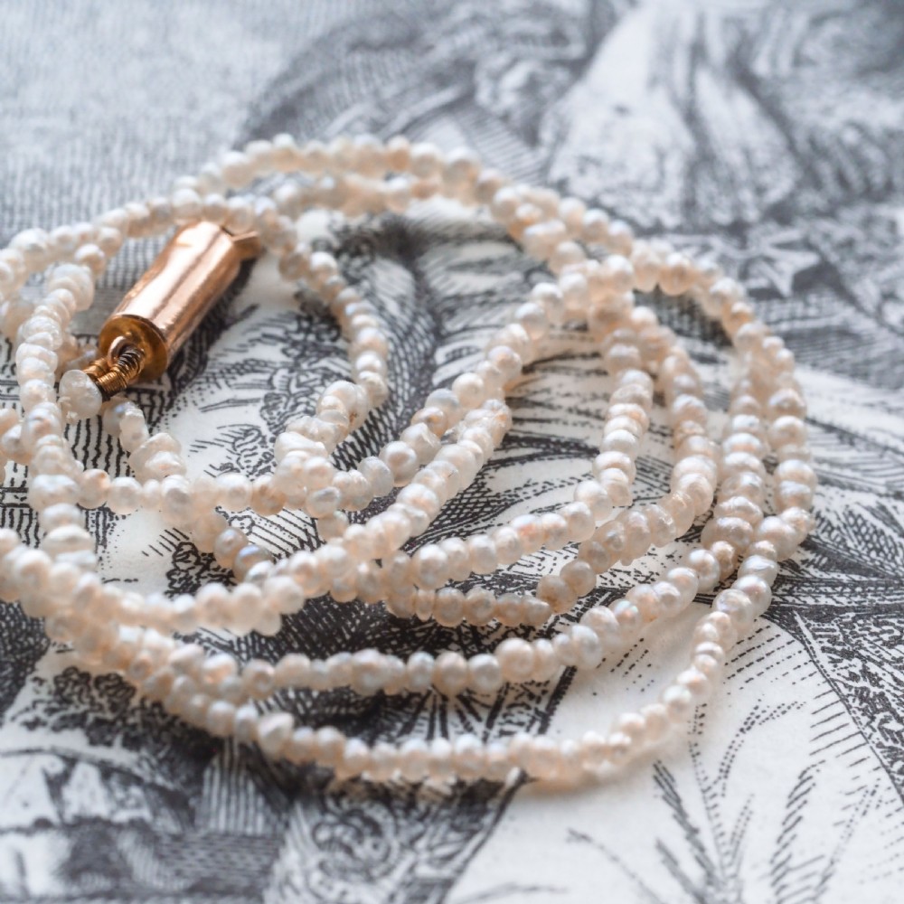 Antique Georgian Natural Seed Pearl Necklace 9ct Gold - c.1800 View XI