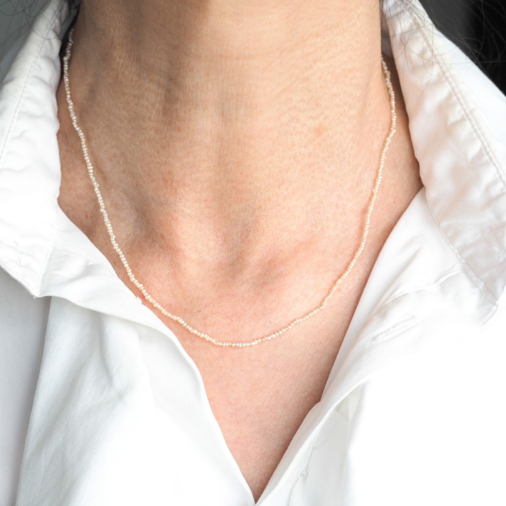 Antique Georgian Natural Seed Pearl Necklace 9ct Gold - c.1800 View XIV