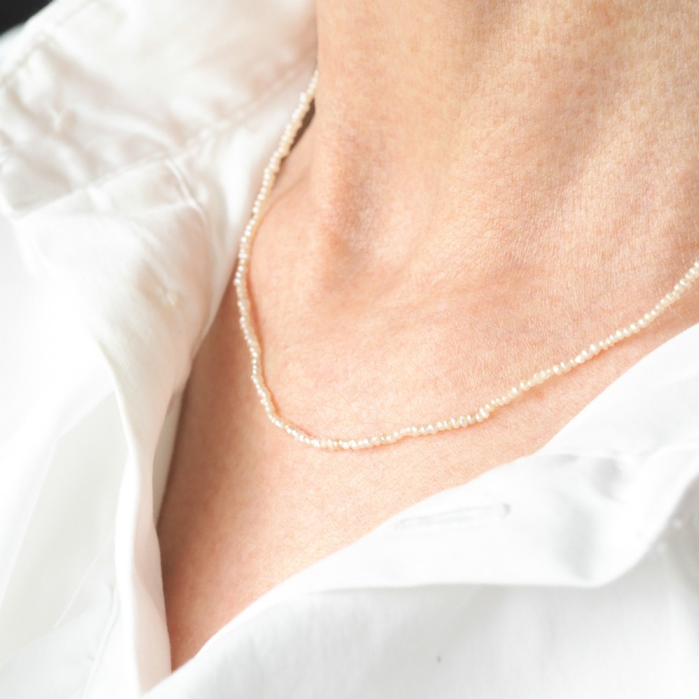 Antique Georgian Natural Seed Pearl Necklace 9ct Gold - c.1800 View XVII