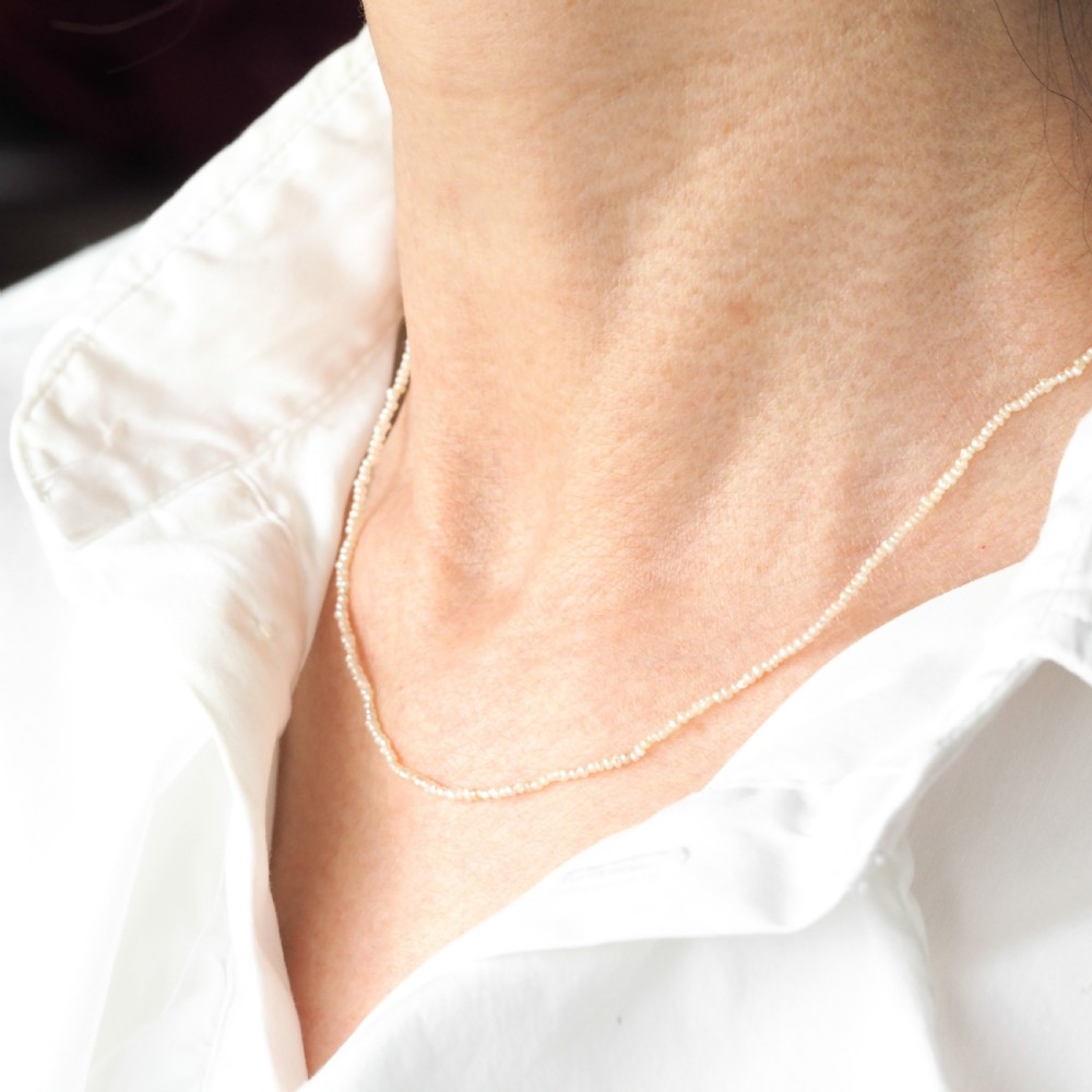 Antique Georgian Natural Seed Pearl Necklace 9ct Gold - c.1800 View XVIII