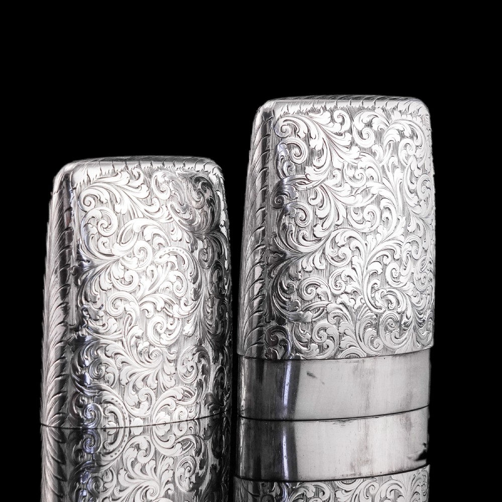 Antique Victorian Solid Sterling Silver Cigar Cheroot Case - Nathaniel Mills 1842 View IV