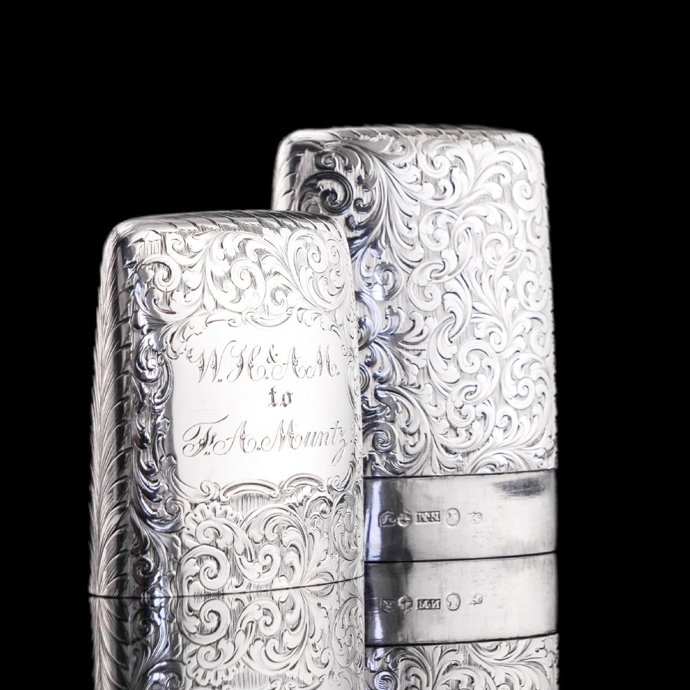 Antique Victorian Solid Sterling Silver Cigar Cheroot Case - Nathaniel Mills 1842 View V