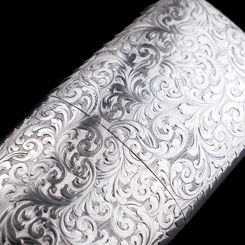 Antique Victorian Solid Sterling Silver Cigar Cheroot Case - Nathaniel Mills 1842 View VII