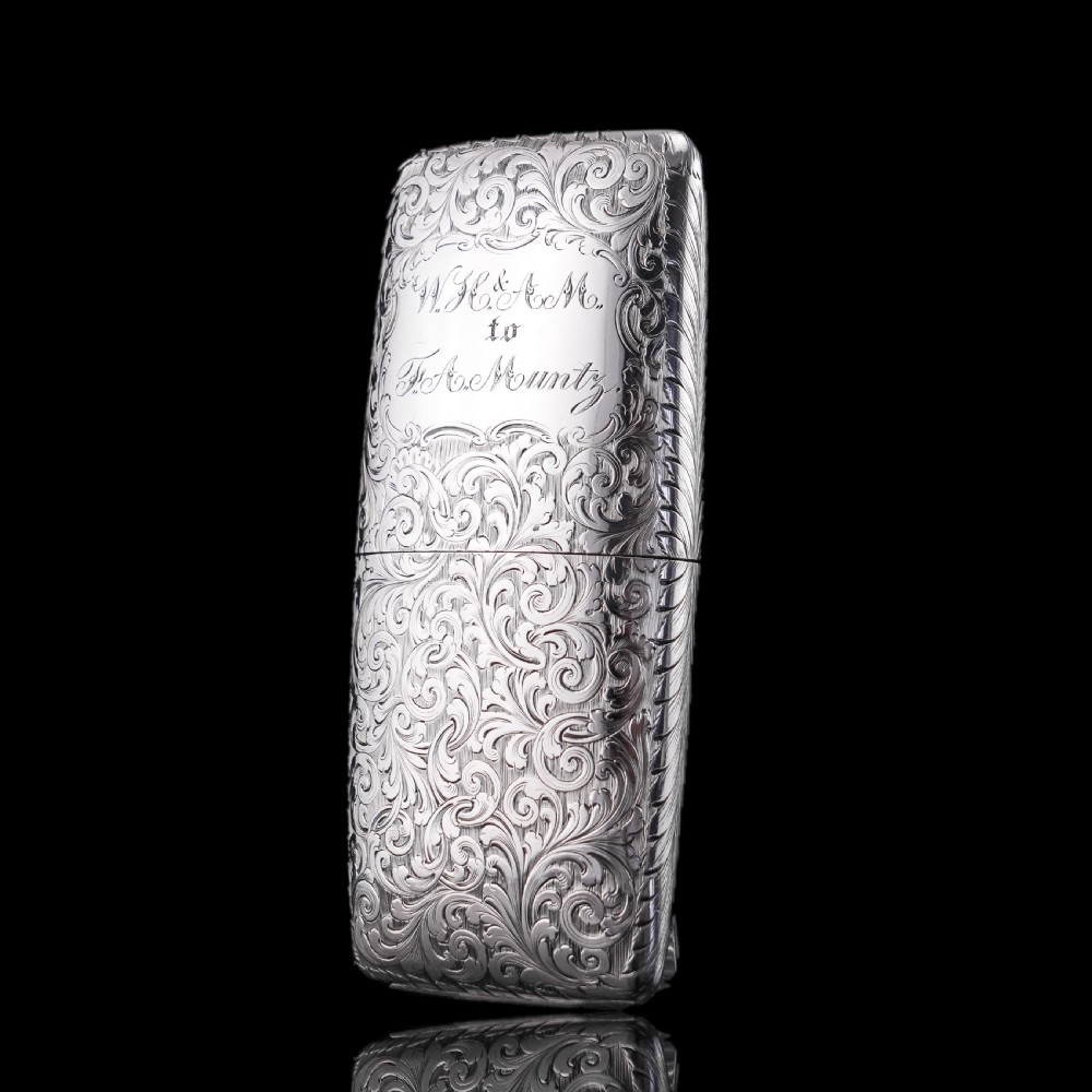 Antique Victorian Solid Sterling Silver Cigar Cheroot Case - Nathaniel Mills 1842 View X