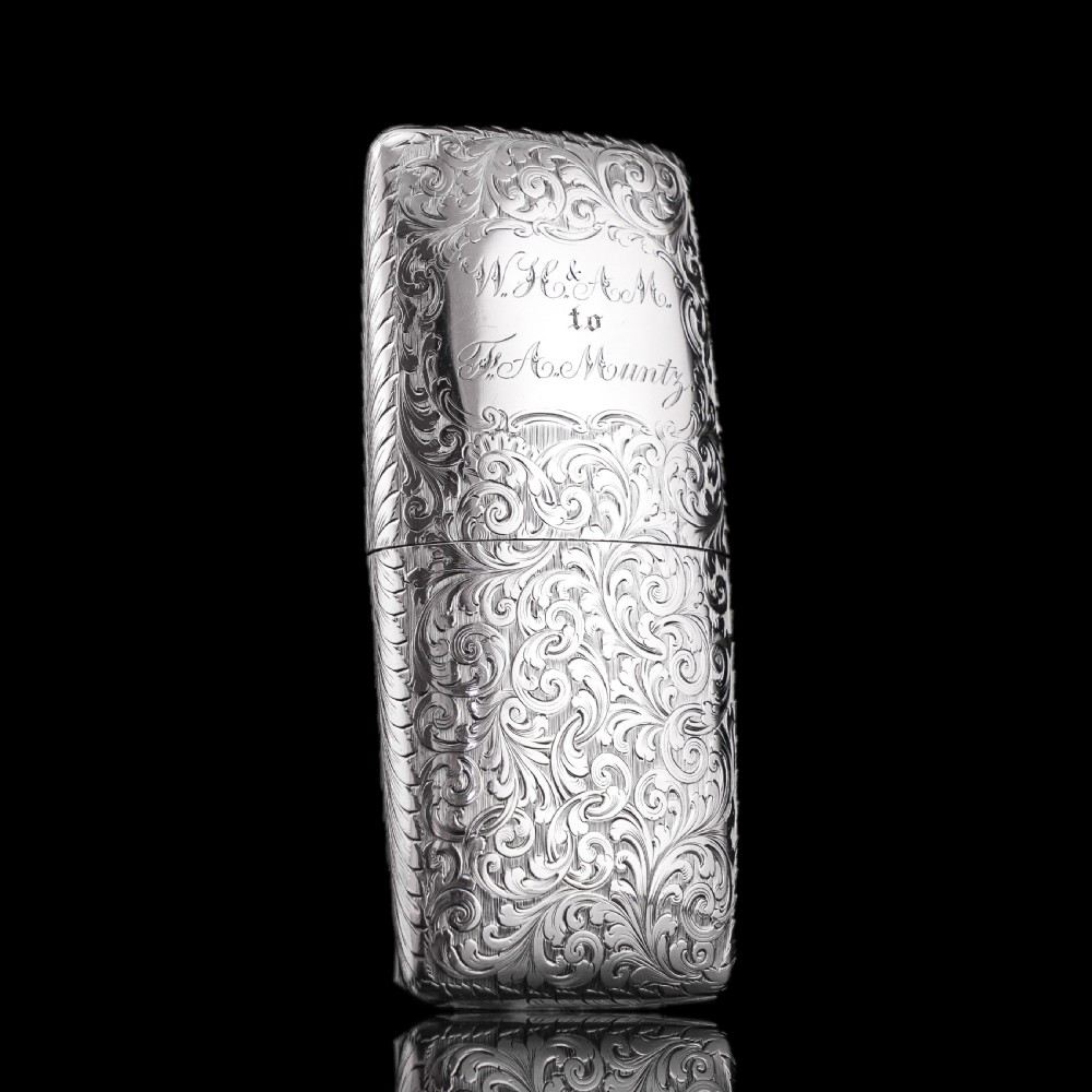 Antique Victorian Solid Sterling Silver Cigar Cheroot Case - Nathaniel Mills 1842 View XII