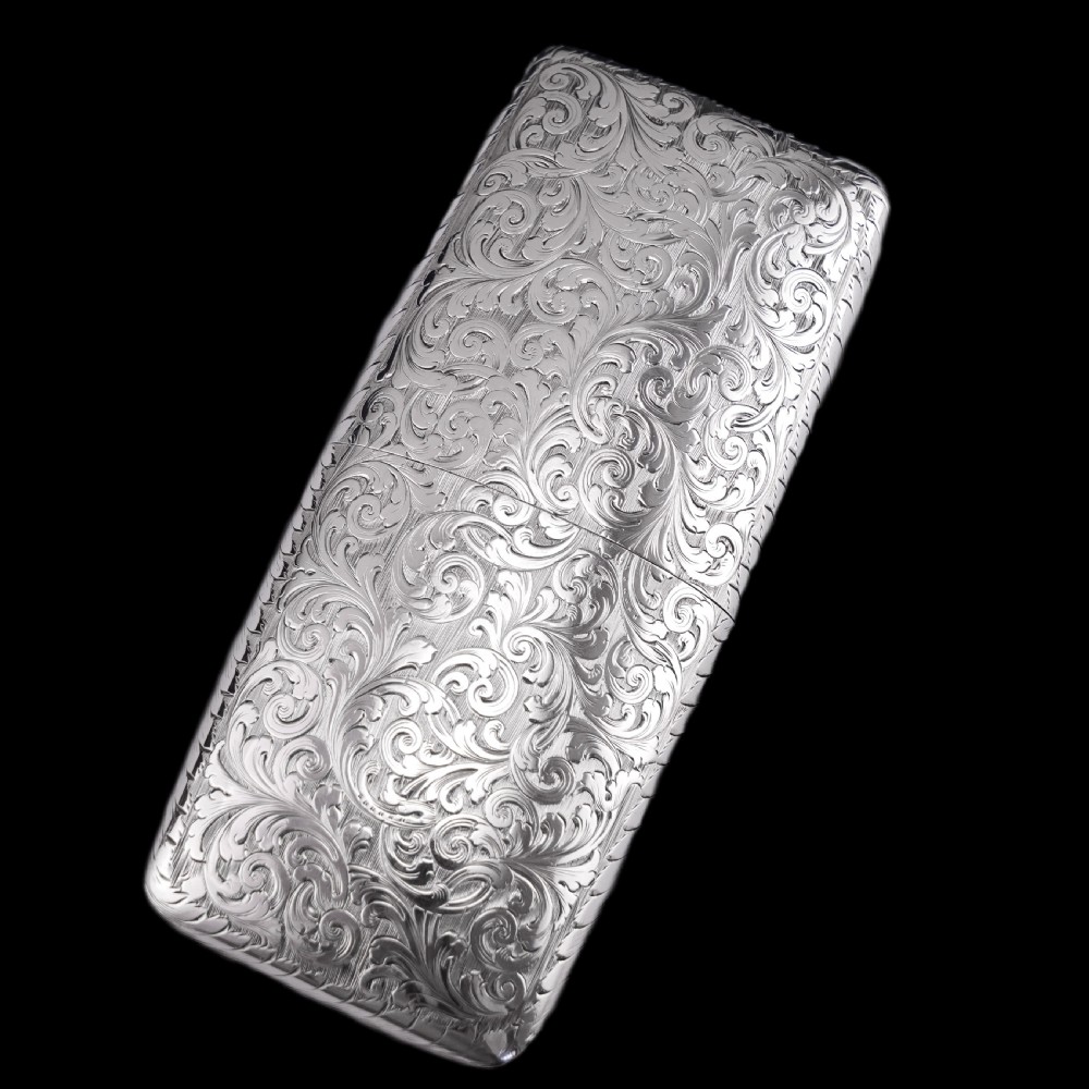 Antique Victorian Solid Sterling Silver Cigar Cheroot Case - Nathaniel Mills 1842 View XV