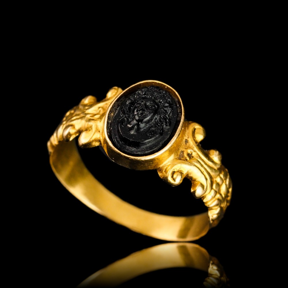 Antique Georgian/Victorian Cameo Ring Roman Style 18ct Gold - Early 19th Century View XI