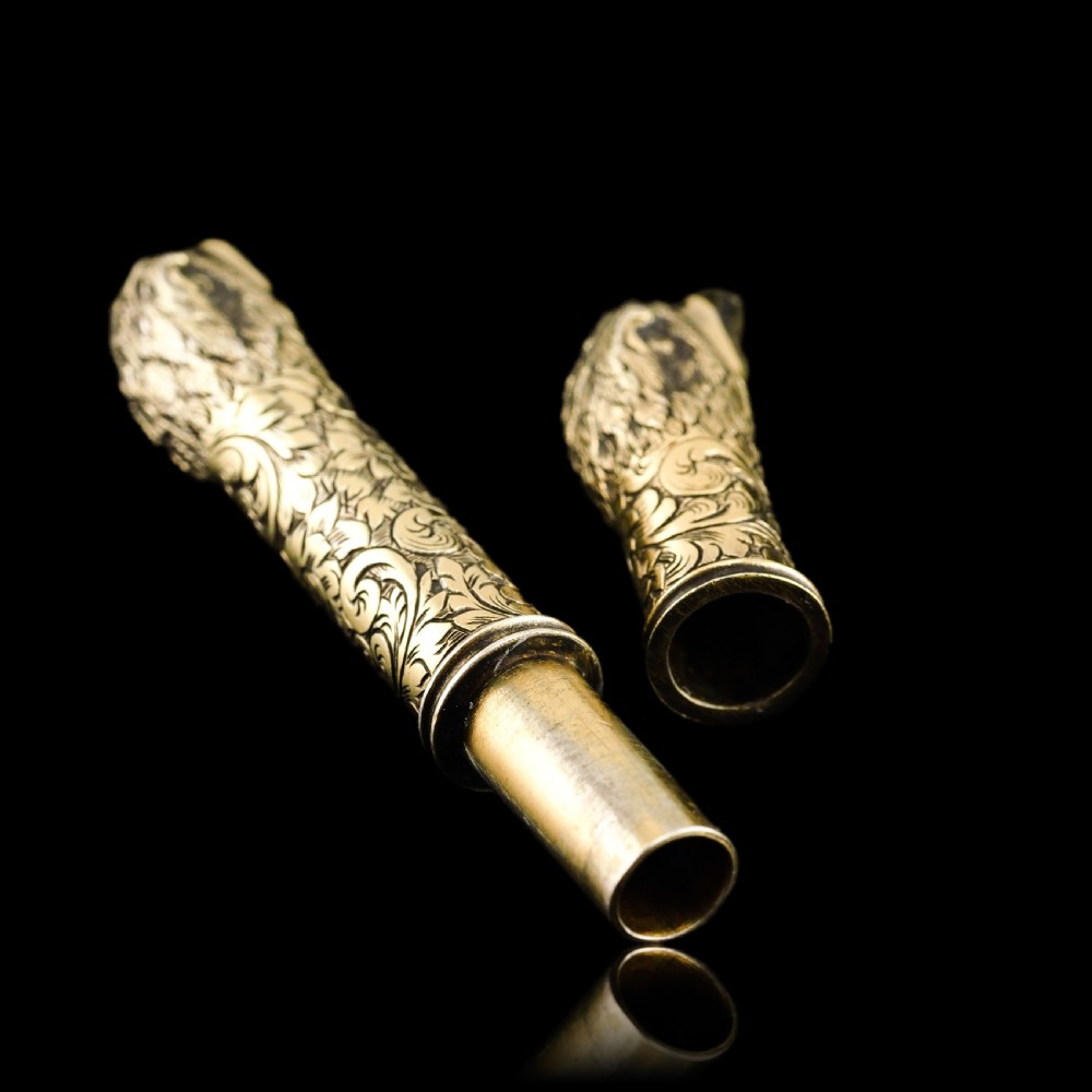 Antique Solid Silver Gilt Eagle's Head Etui Needle Case - 19th c. View IV