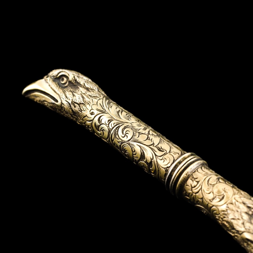 Antique Solid Silver Gilt Eagle's Head Etui Needle Case - 19th c. View VIII