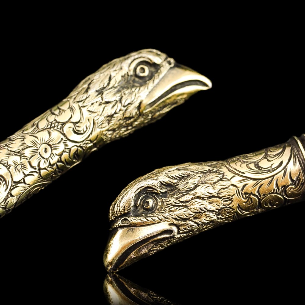 Antique Solid Silver Gilt Eagle's Head Etui Needle Case - 19th c. View XII