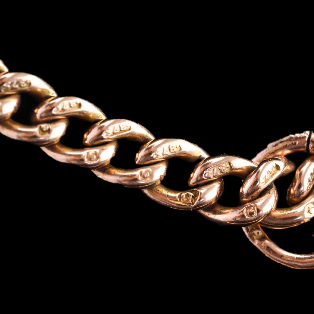 Antique 9ct Gold Albert Chain with T Bar 41cm 29.9g - Birmingham c.1910 View X