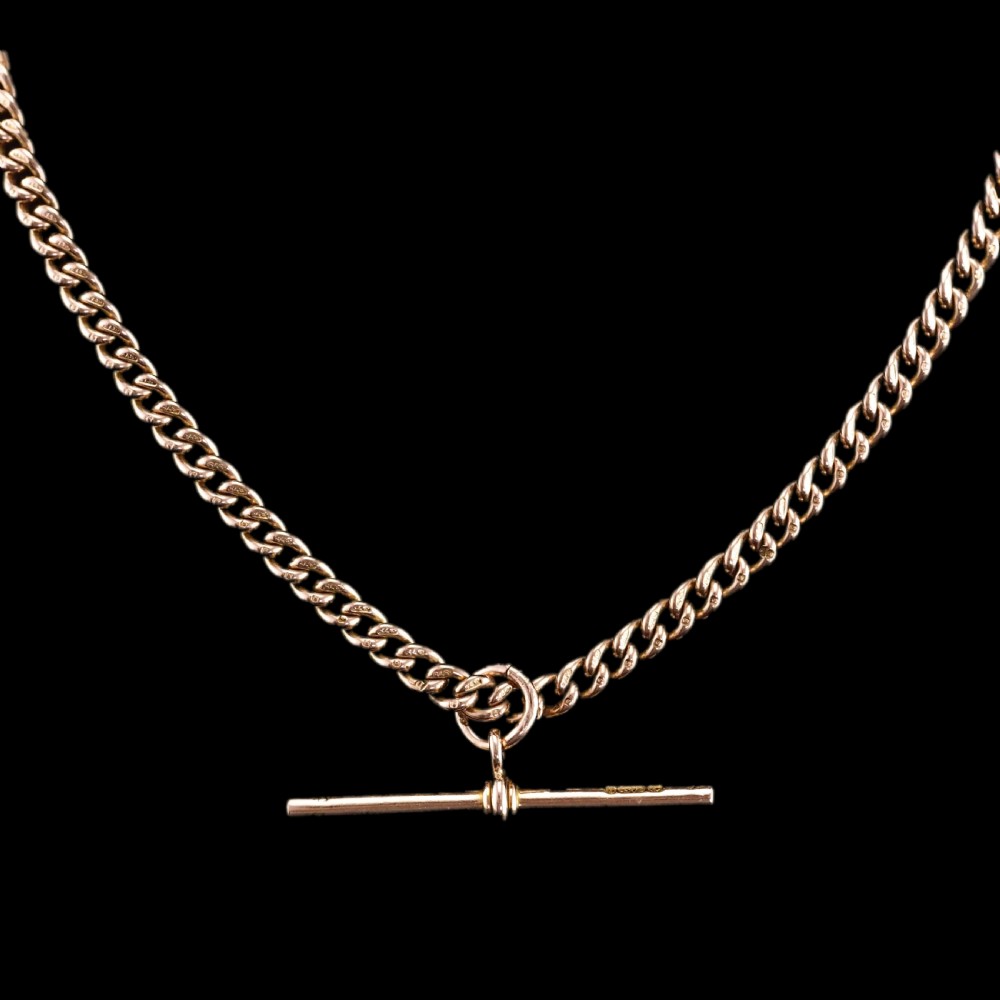Antique 9ct Gold Albert Chain with T Bar 41cm 29.9g - Birmingham c.1910 View XI