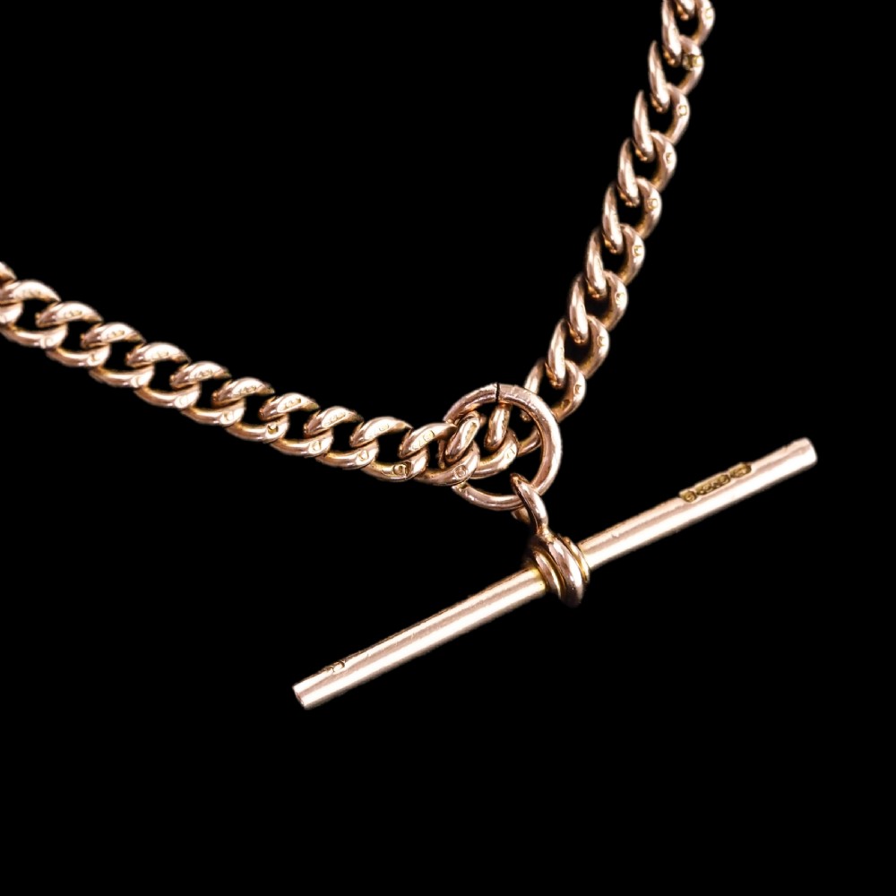 Antique 9ct Gold Albert Chain with T Bar 41cm 29.9g - Birmingham c.1910 View XII