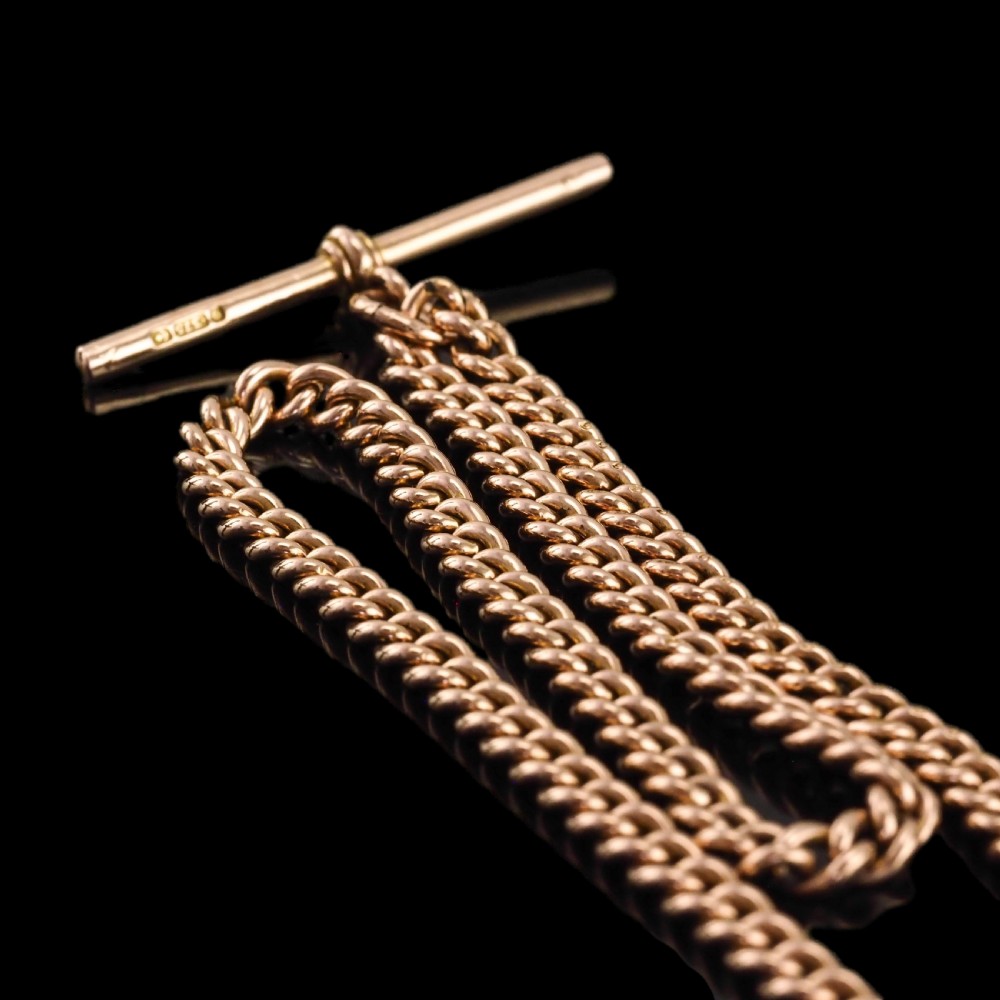 Antique 9ct Gold Albert Chain with T Bar 41cm 29.9g - Birmingham c.1910 View XIV