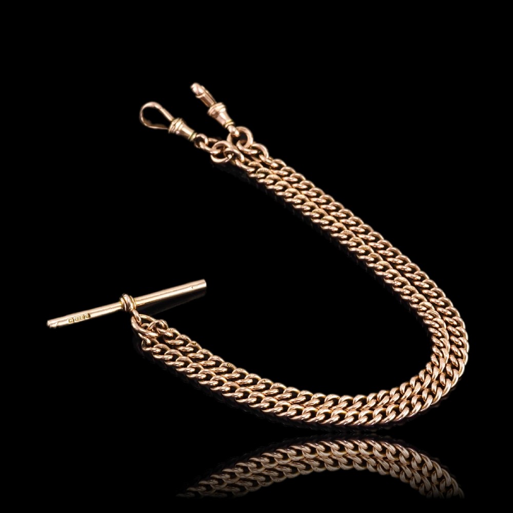 Antique 9ct Gold Albert Chain with T Bar 41cm 29.9g - Birmingham c.1910 View XV
