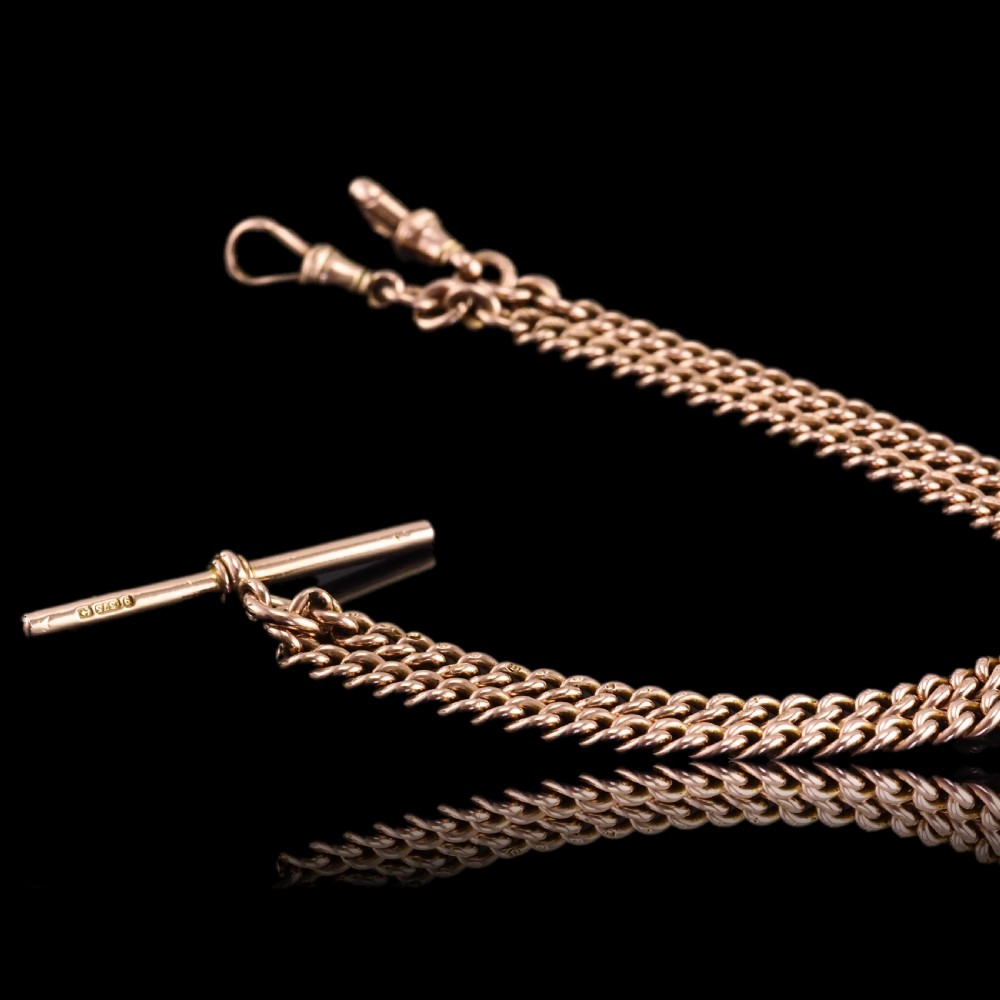 Antique 9ct Gold Albert Chain with T Bar 41cm 29.9g - Birmingham c.1910 View XVI