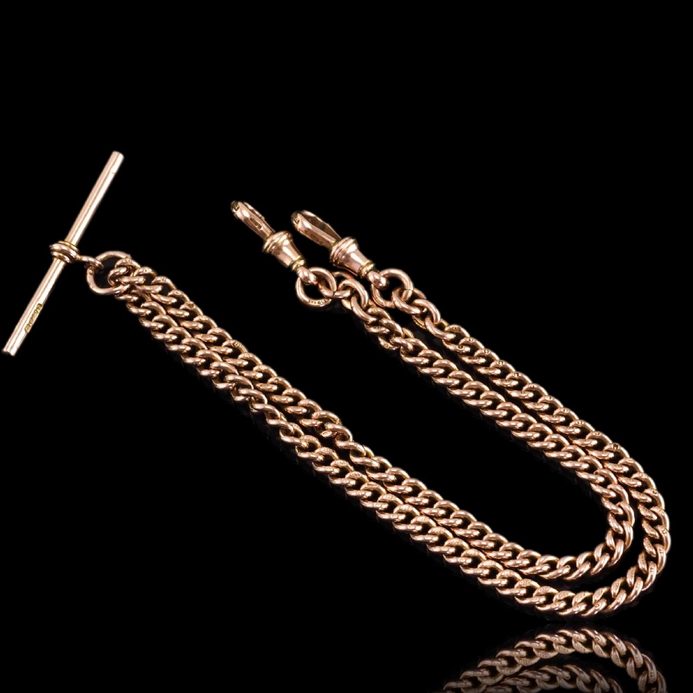 Antique 9ct Gold Albert Chain with T Bar 41cm 29.9g - Birmingham c.1910 View XVII