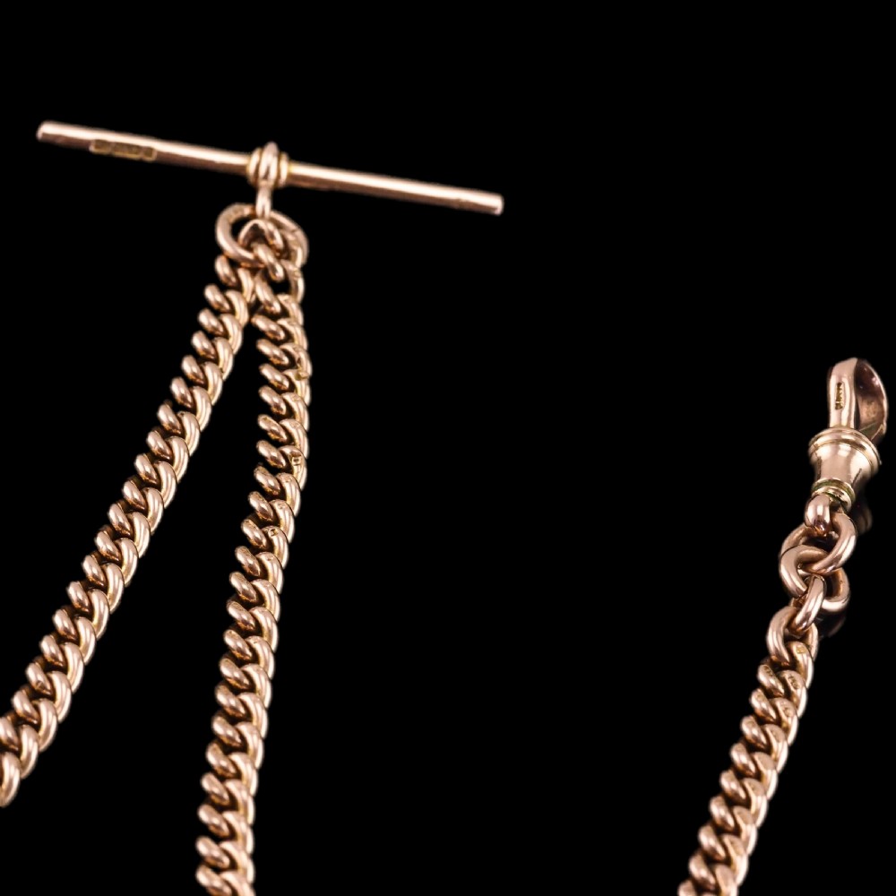 Antique 9ct Gold Albert Chain with T Bar 41cm 29.9g - Birmingham c.1910 View XVIII