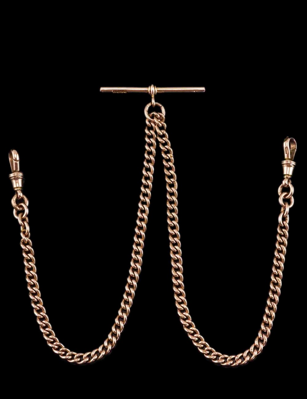 Antique 9ct Gold Albert Chain with T Bar 41cm 29.9g - Birmingham c.1910