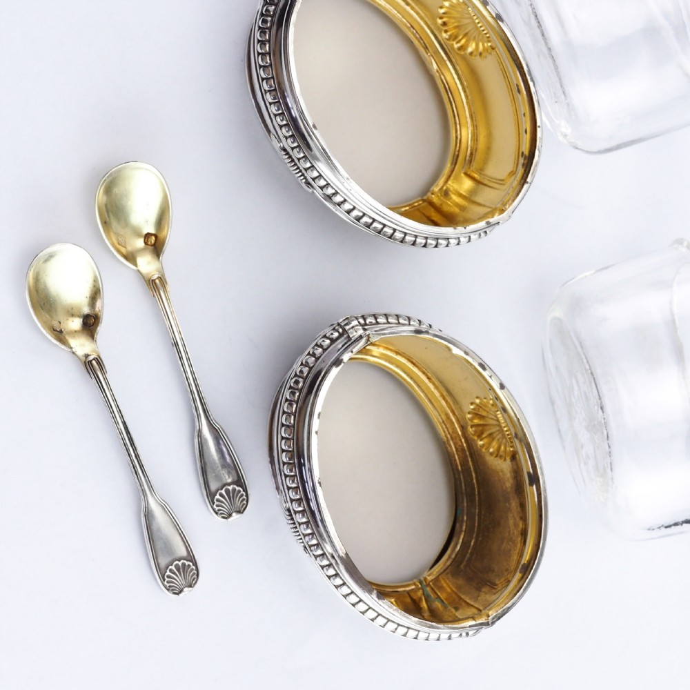 Antique French Solid Silver Salt Cellar Pair - Louis Coignet c.1890 View V