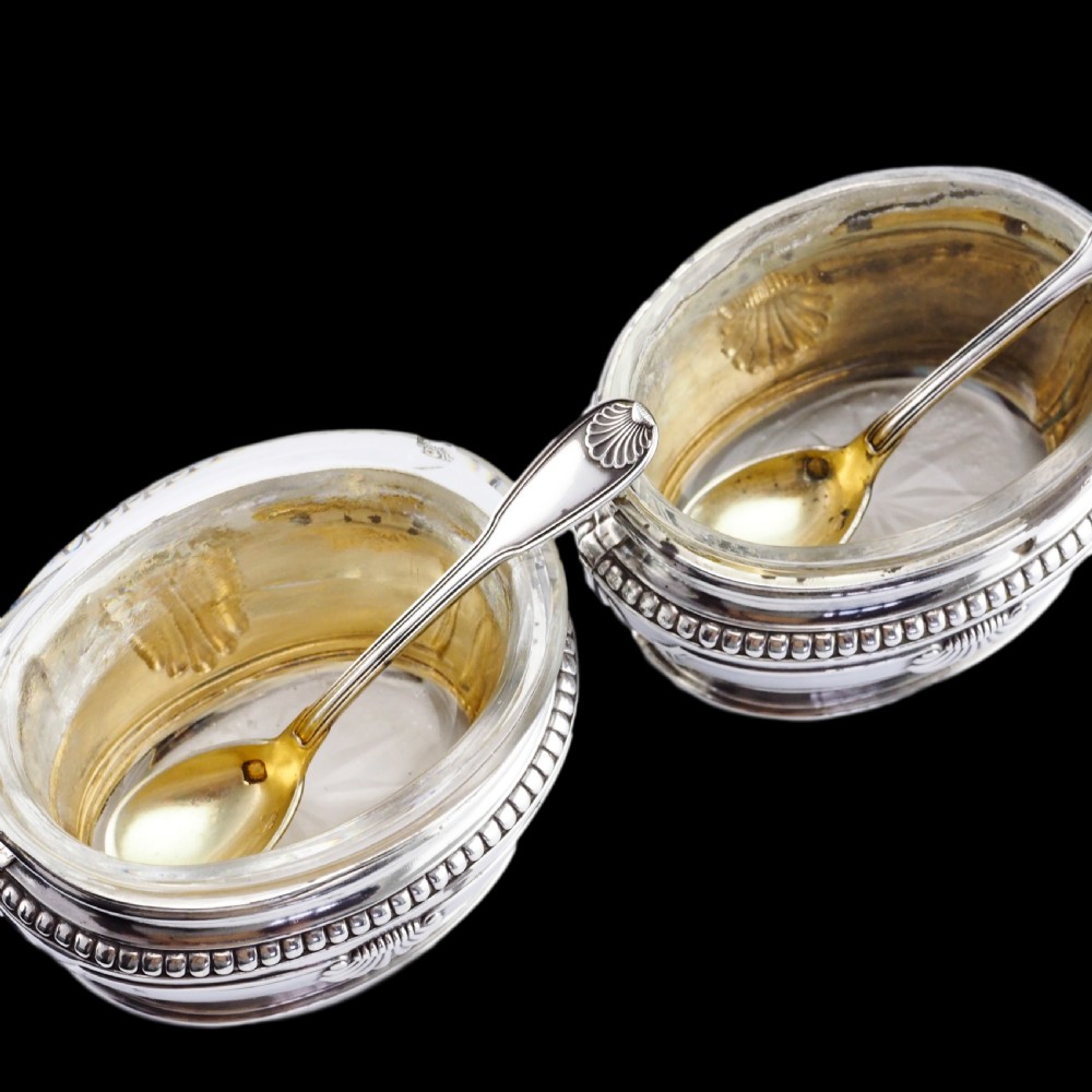 Antique French Solid Silver Salt Cellar Pair - Louis Coignet c.1890 View VI