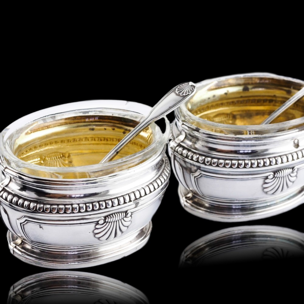 Antique French Solid Silver Salt Cellar Pair - Louis Coignet c.1890 View VII