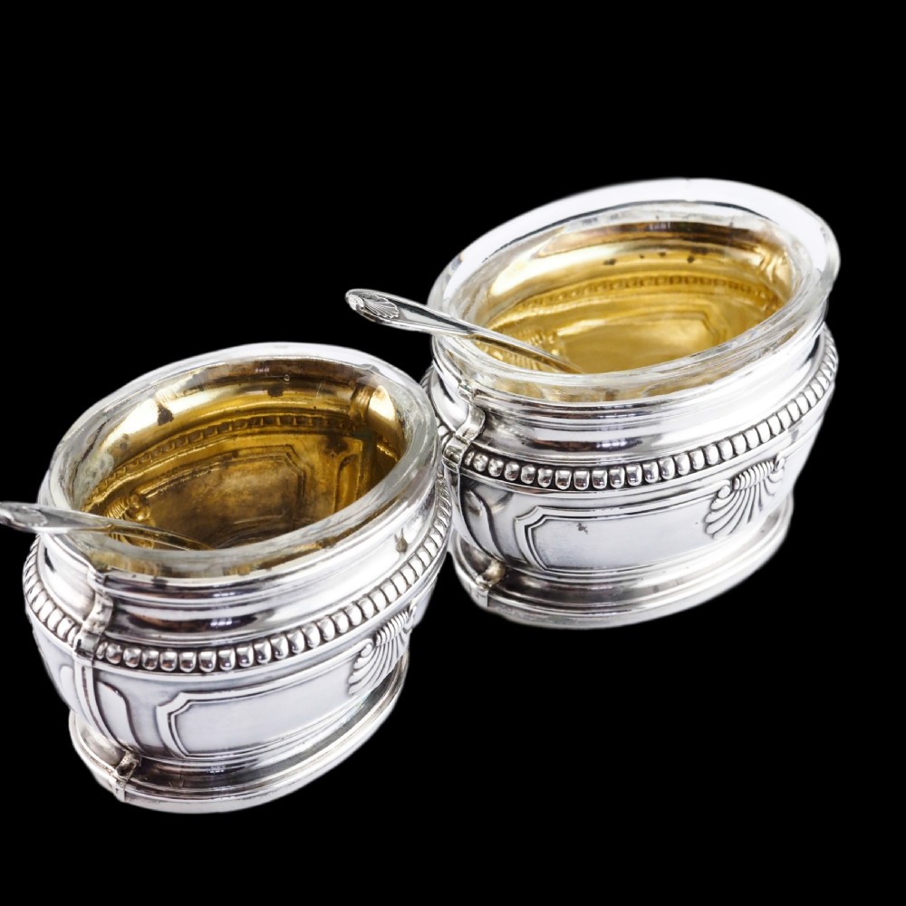 Antique French Solid Silver Salt Cellar Pair - Louis Coignet c.1890 View IX