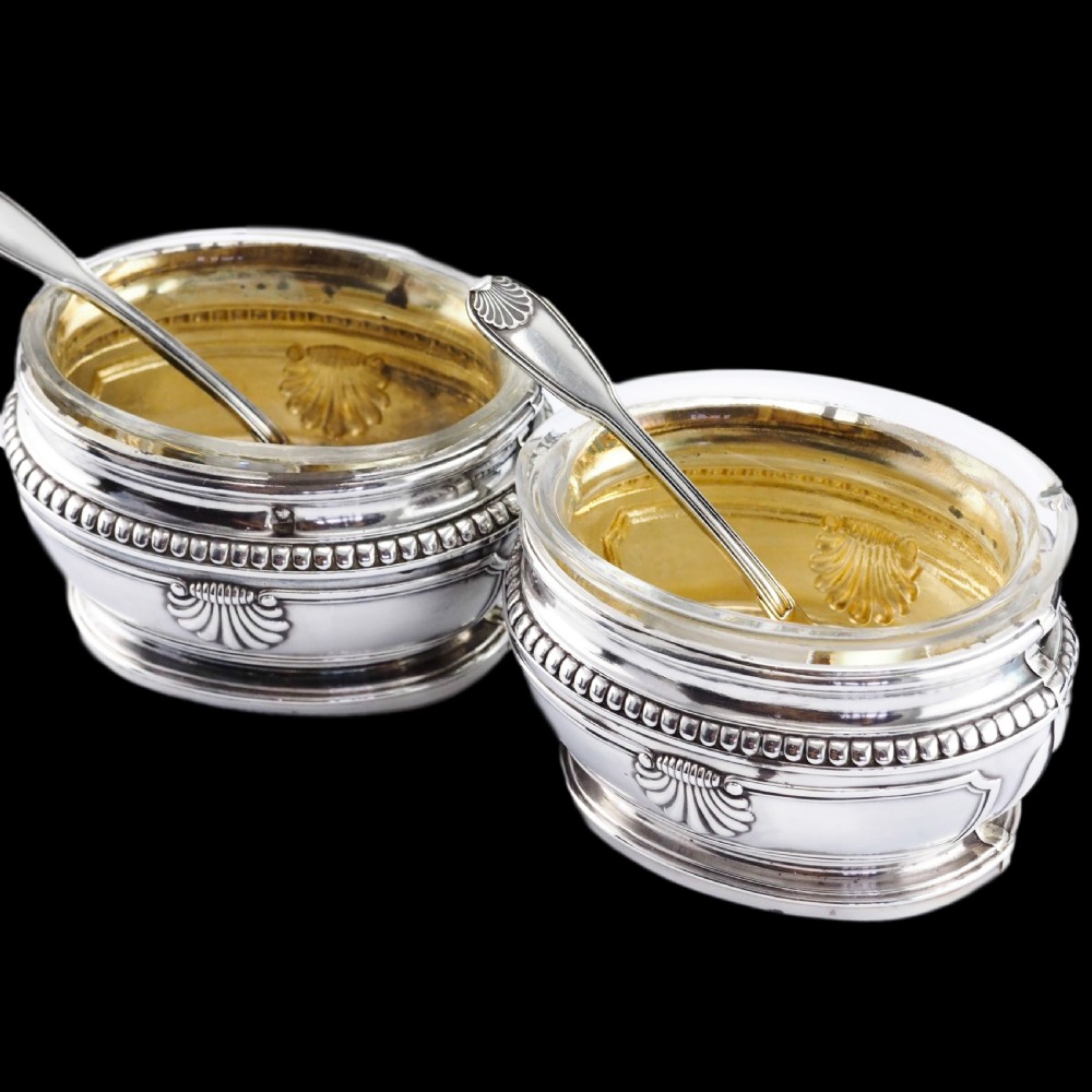 Antique French Solid Silver Salt Cellar Pair - Louis Coignet c.1890 View X