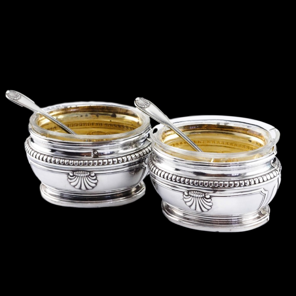 Antique French Solid Silver Salt Cellar Pair - Louis Coignet c.1890 View XI