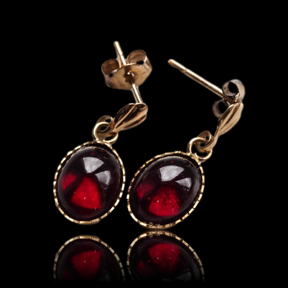 A Pair of Garnet Cabochon Earrings 9ct Gold View IV