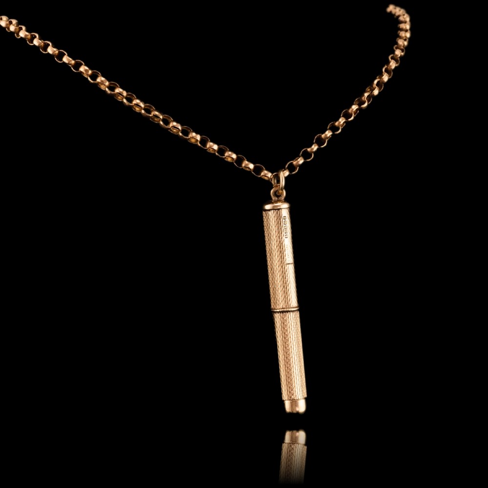 9ct Solid Gold Cigar/Cigarette Pick Drill with Engine Turned Decorations - Asprey & Co Ltd View VII