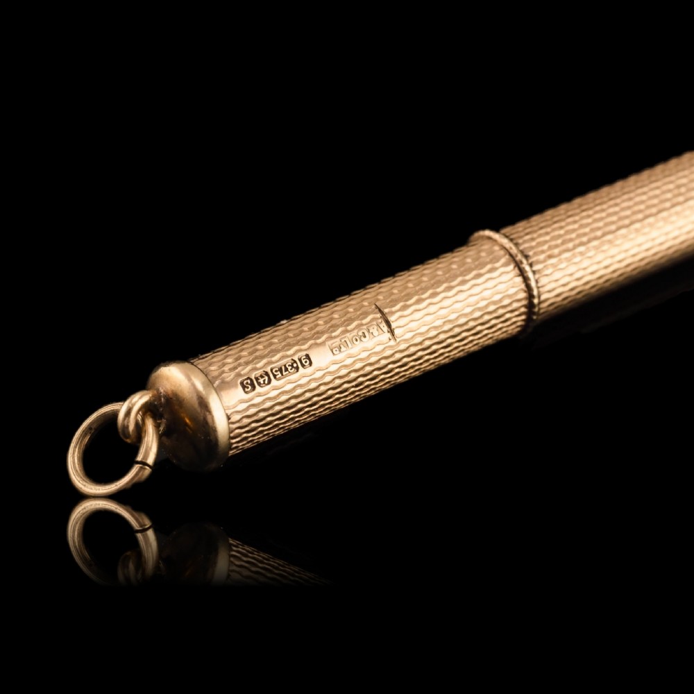 9ct Solid Gold Cigar/Cigarette Pick Drill with Engine Turned Decorations - Asprey & Co Ltd View XII