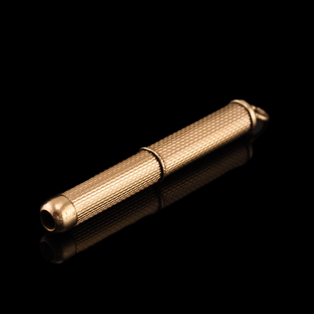 9ct Solid Gold Cigar/Cigarette Pick Drill with Engine Turned Decorations - Asprey & Co Ltd View XIV
