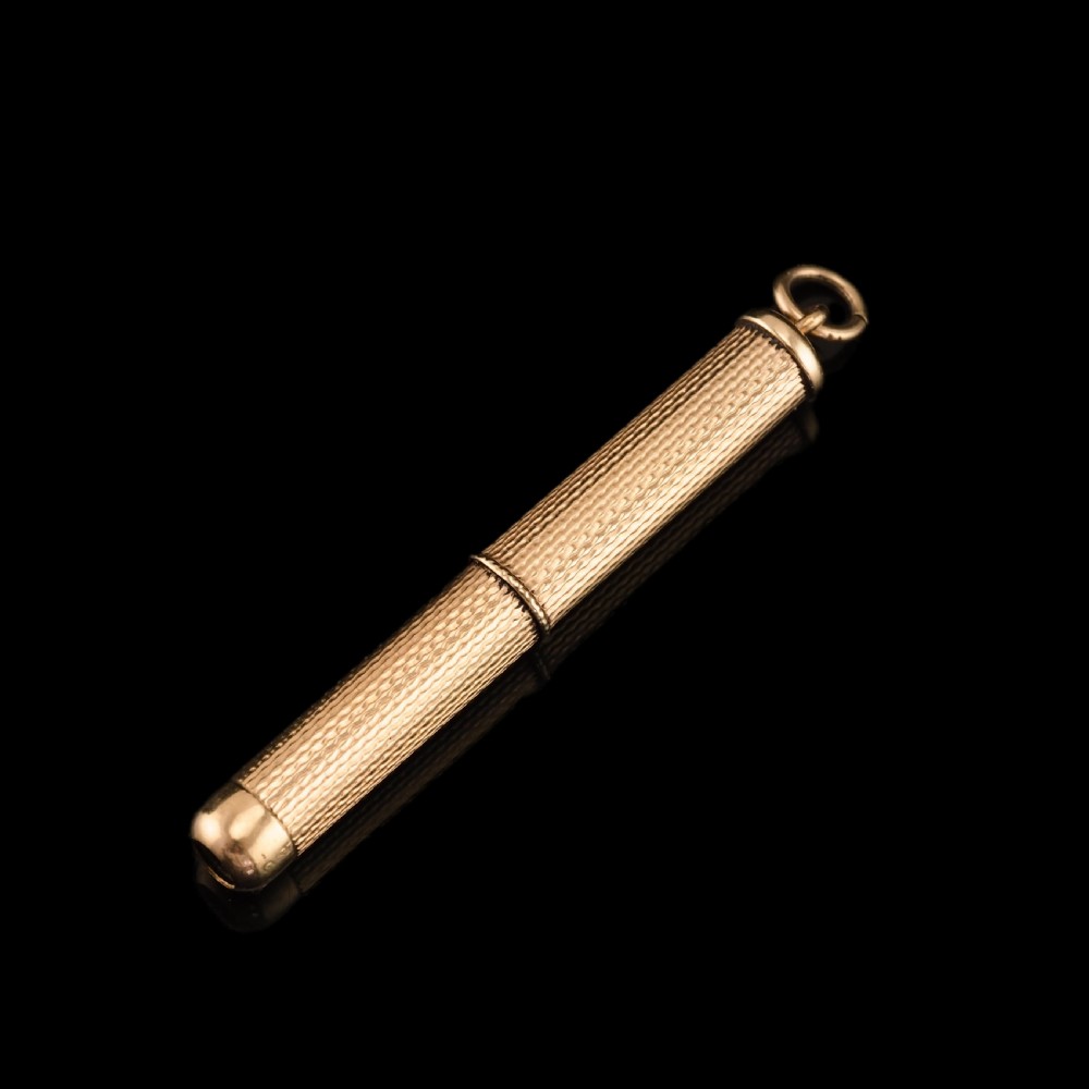 9ct Solid Gold Cigar/Cigarette Pick Drill with Engine Turned Decorations - Asprey & Co Ltd View XV