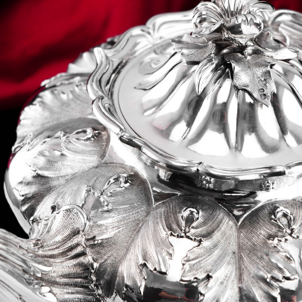 Antique Georgian Solid Silver Teapot 'Melon' Shape Acanthus Design - Barnard 1835 View XIV