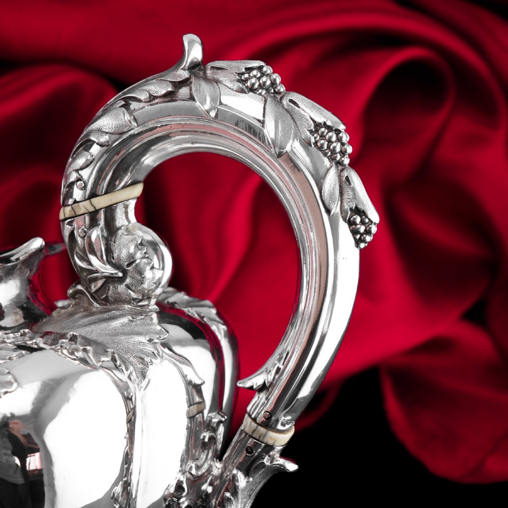 Antique Georgian Solid Silver Teapot 'Melon' Shape Acanthus Design - Barnard 1835 View XV