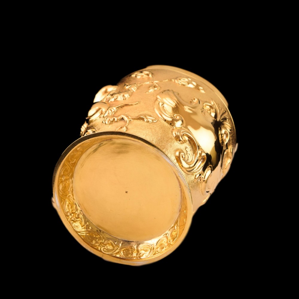Antique Victorian Solid Silver Gilt Mug Cup Naturalistic Motif - Elkington & Co Ltd 1891 View III