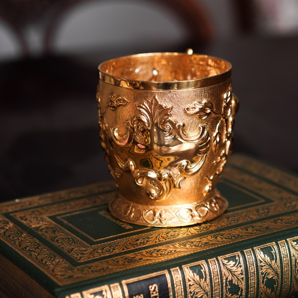 Antique Victorian Solid Silver Gilt Mug Cup Naturalistic Motif - Elkington & Co Ltd 1891 View XVI