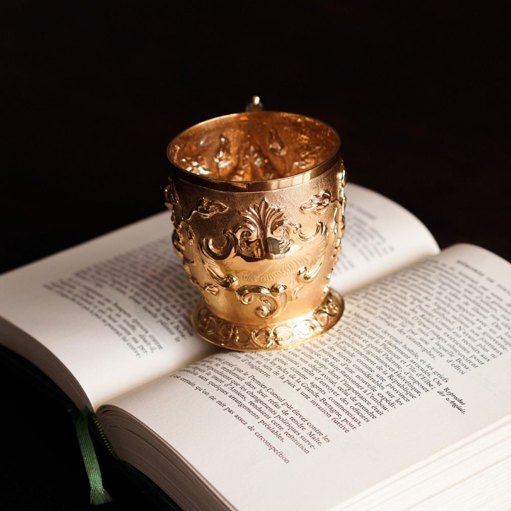 Antique Victorian Solid Silver Gilt Mug Cup Naturalistic Motif - Elkington & Co Ltd 1891 View XVII