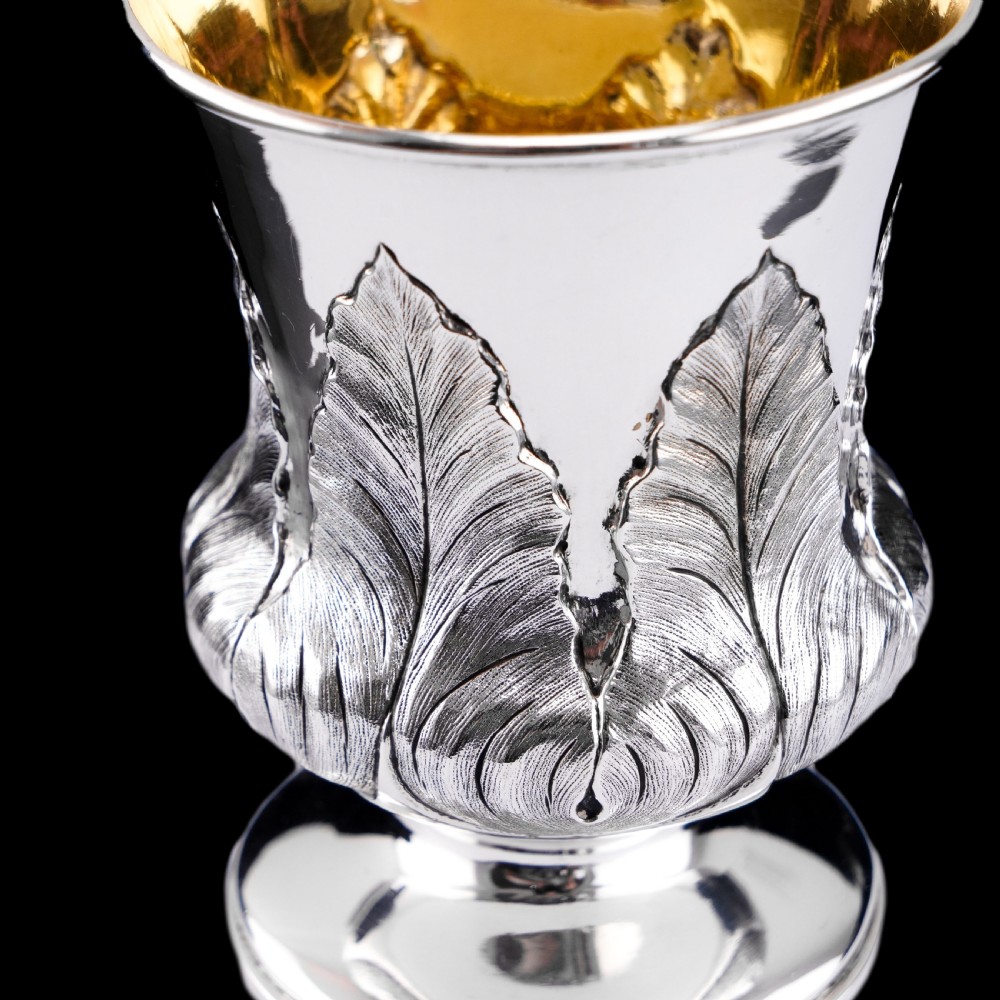 Antique Georgian Solid Silver Mug Cup with Chased Laurel Leaves - London c.1800s View XIV