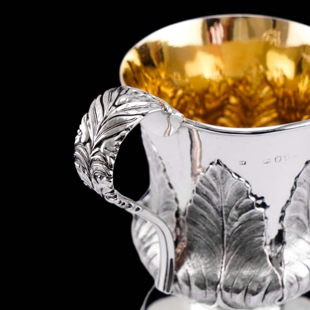 Antique Georgian Solid Silver Mug Cup with Chased Laurel Leaves - London c.1800s View XV