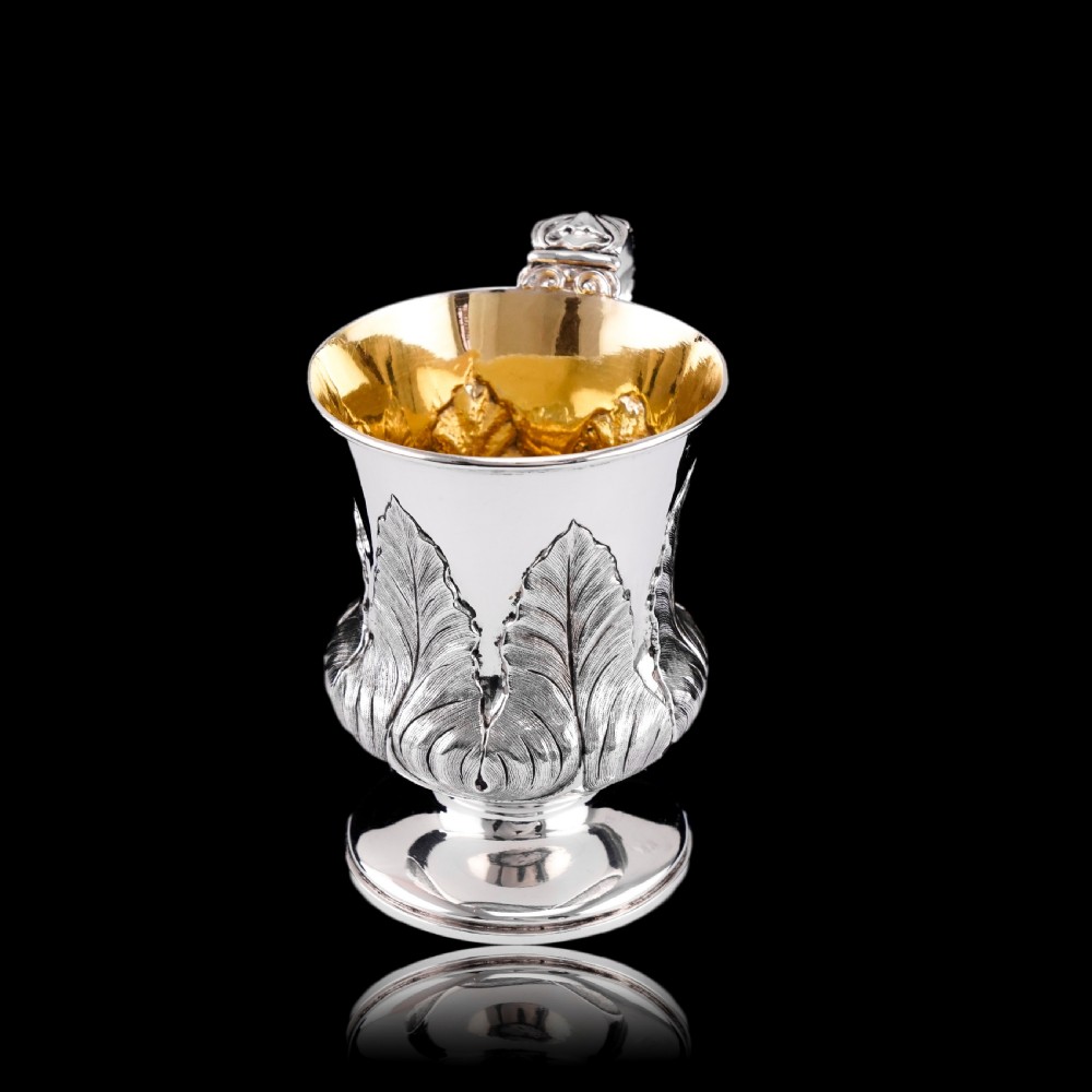 Antique Georgian Solid Silver Mug Cup with Chased Laurel Leaves - London c.1800s View XVIII