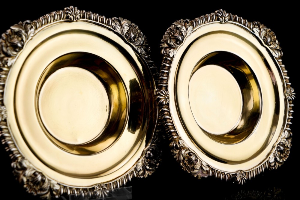 Magnificent Antique Georgian Solid Silver Gilt Dish/Salt Pair - Barnard 1814 View II