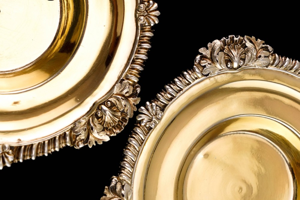 Magnificent Antique Georgian Solid Silver Gilt Dish/Salt Pair - Barnard 1814 View III
