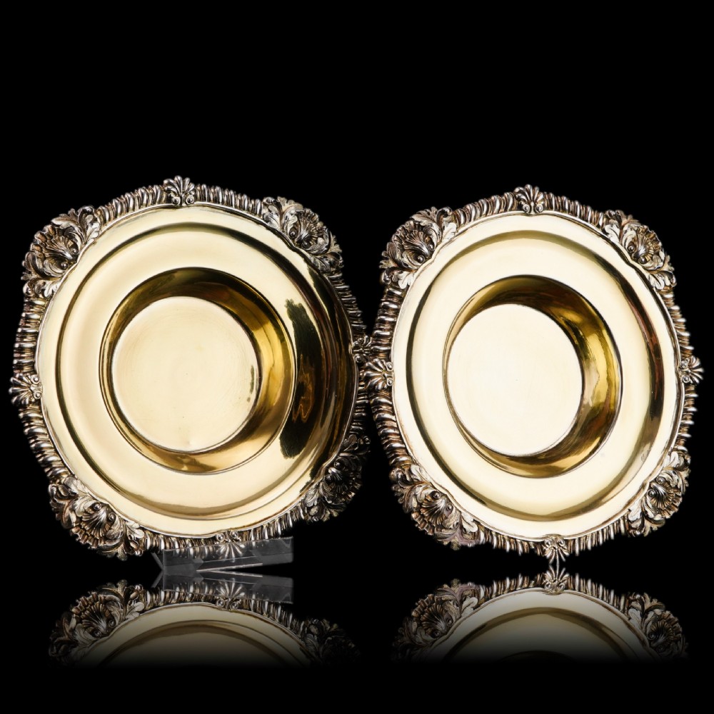 Magnificent Antique Georgian Solid Silver Gilt Dish/Salt Pair - Barnard 1814 View XXII