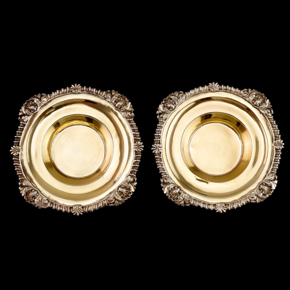 Magnificent Antique Georgian Solid Silver Gilt Dish/Salt Pair - Barnard 1814 View XXIV