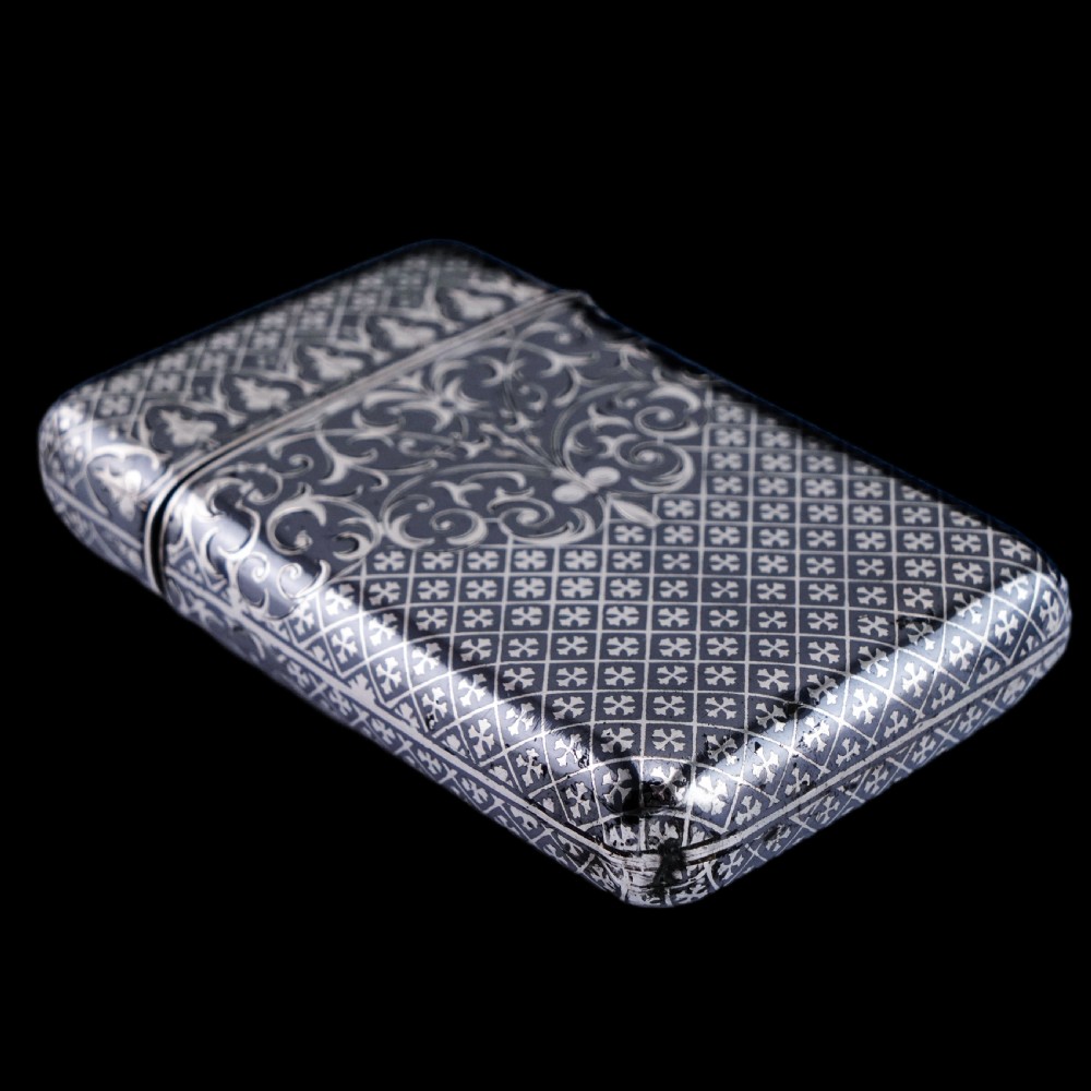 Antique Solid Silver French Niello Cigarette Case - 19th c. View II