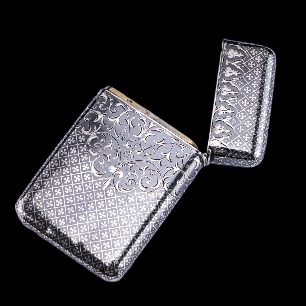 Antique Solid Silver French Niello Cigarette Case - 19th c. View III
