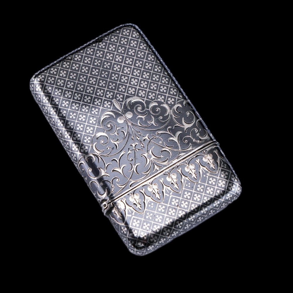 Antique Solid Silver French Niello Cigarette Case - 19th c. View V